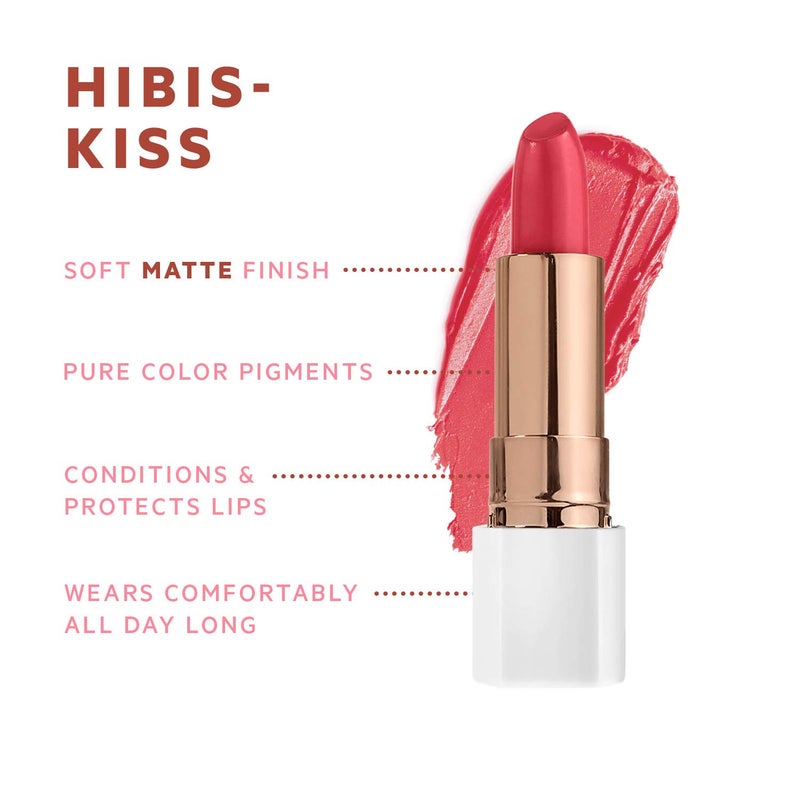 Flower beauty Petal Pout Lipstick Cruelty Free Nourishing Highly Pigmented Lip Color with Antioxidants, Hibis-Kiss- Matte, 0.11 Oz - Image 2