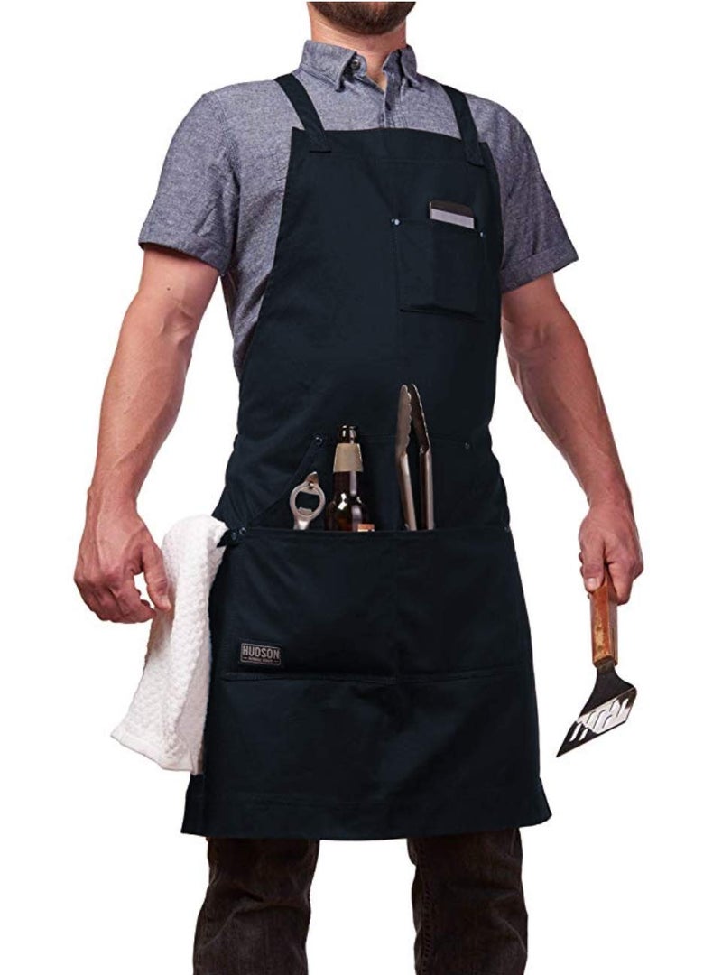 Hudson Durable Goods - Professional Grade Chef Apron - Navy - 100% Cotton - Image 2
