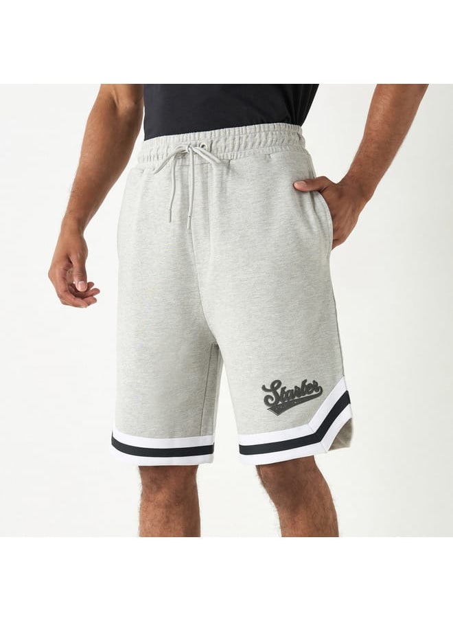 STARTER - Starter Logo Print Shorts with Pockets and Drawstring Closure - Image 1