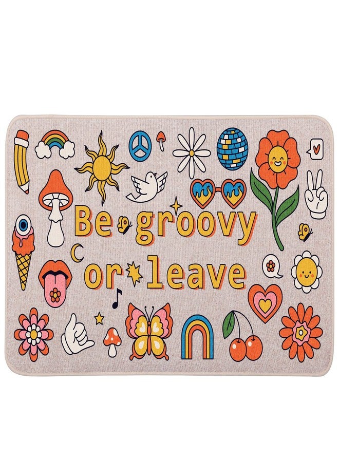 YOUWOUS سجادة باب YOUWOUS Be Groovy or Leave مقاس 17x29 بوصة، سجادة ترحيب مرحة بنمط ريفي، سجادة أرضية داخلية وخارجية لتزيين المنزل - Image 1