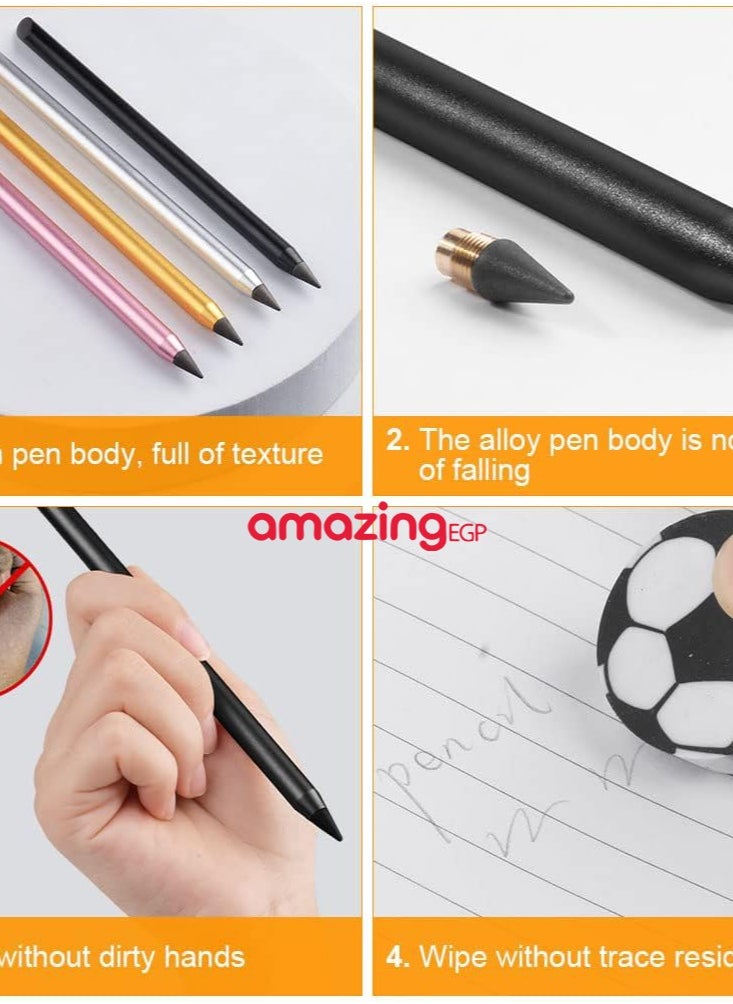 amazing.EGP - Infinity Reusable Metal Pencil Long Lasting, Stylish Metal Pencils for Art Drawing and Sketching Erasable Infinity Graphite Metal Pencil - Black - Image 1