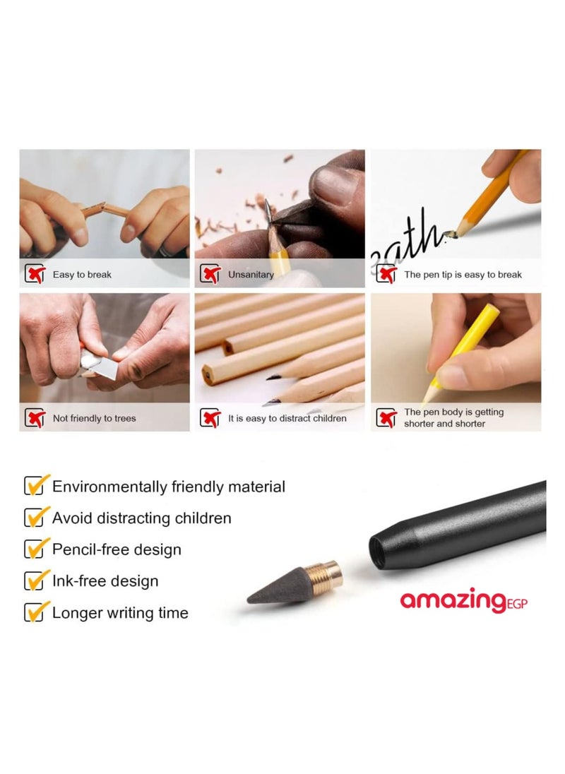 amazing.EGP - Infinity Reusable Metal Pencil Long Lasting, Stylish Metal Pencils for Art Drawing and Sketching Erasable Infinity Graphite Metal Pencil - Black - Image 1