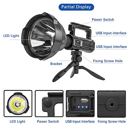 BERCOL Rechargeable Spotlight, Super Bright 200000 Lumens Led Spot Lights Flashlight 8000 mAh Large Handheld Searchlight Long Lasting for Outdoor Hunting Boating Camping - Image 5