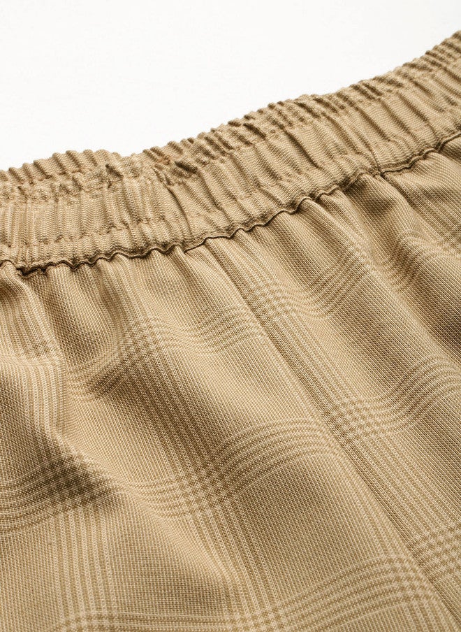 Rue Collection Beige Checked Wide Leg Trousers for Women - Image 5