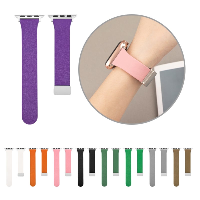 erorex Sheepskin Texture Magnetic Folding Buckle Watch Band For Apple Watch 7 41Mm(Pink) - Image 2