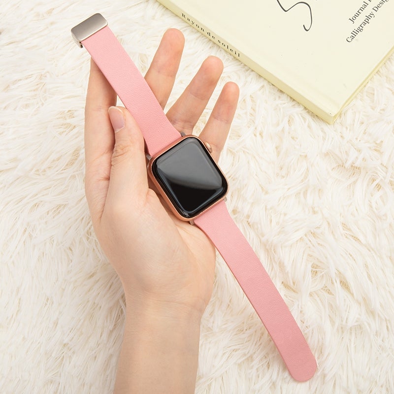 erorex Sheepskin Texture Magnetic Folding Buckle Watch Band For Apple Watch 7 41Mm(Pink) - Image 4