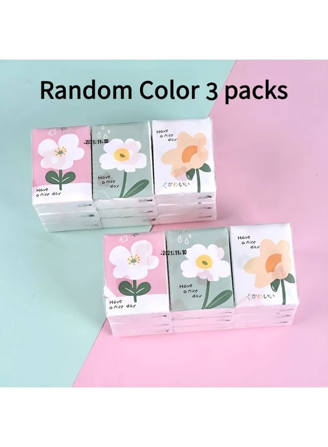 مناديل الزهور اللطيفة 3 عبوات - مناديل ناعمة صغيرة محمولة للسفر والمنزل والمكتب - Image 1
