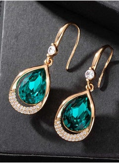 EVEVIC Austrian Crystal Halo Teardrop Hollow Drop Dangle Earrings for Women 14K Rose Gold Plated Hypoallergenic Jewelry  - Image 4