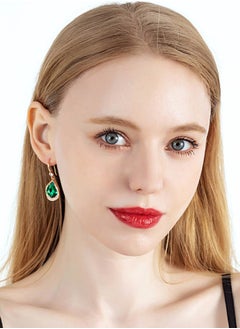 EVEVIC Austrian Crystal Halo Teardrop Hollow Drop Dangle Earrings for Women 14K Rose Gold Plated Hypoallergenic Jewelry  - Image 5