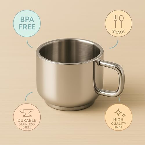 Human Hydro Stainless Steel Premium Large Tea Cups – Set of 3 (130 ml Each) | Durable, Rust-Free & Spill-Proof Rim | Ideal for Tea, Coffee & Beverages - Image 5