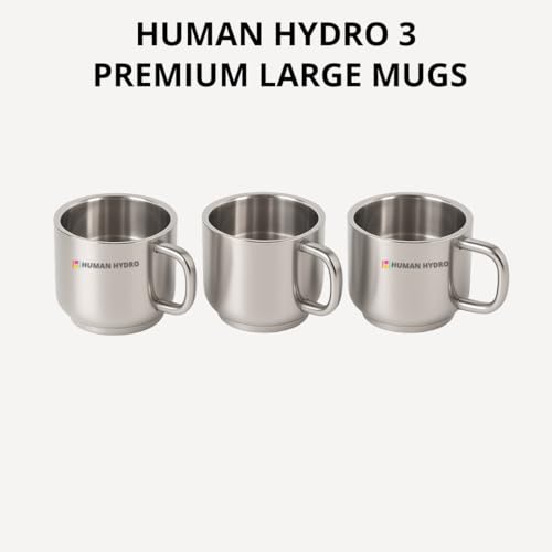 Human Hydro Stainless Steel Premium Large Tea Cups – Set of 3 (130 ml Each) | Durable, Rust-Free & Spill-Proof Rim | Ideal for Tea, Coffee & Beverages - Image 2