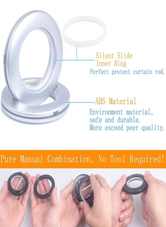 Mangood 32 Pack Curtain Grommet, Inner Diameter 1-9/16"(40mm) Curtain Eyelet Rings Roman Ring Grommet Curtains Grommets kit for Casement Eyelet Tool Accessory (Silver) - Image 2