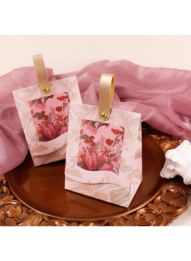 10PCS Rose Goodie Bags, Mini Gift Bags with PU Handle for Party Favors Treat Boxes Wedding Bridal Baby Shower Birthday Party Presents 3.93"x5.1"x2.55"(Sakura Pink) - Image 3