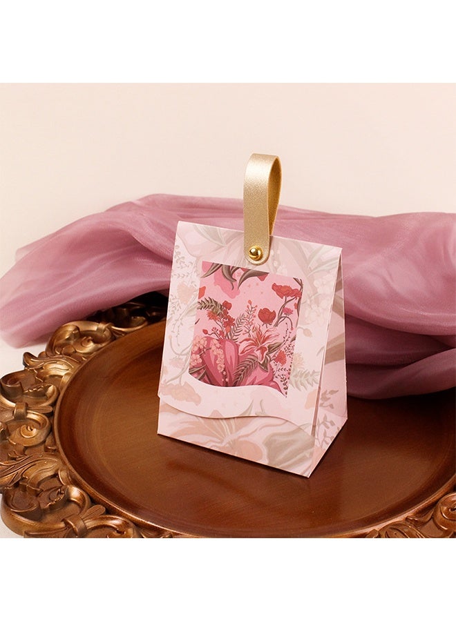 10PCS Rose Goodie Bags, Mini Gift Bags with PU Handle for Party Favors Treat Boxes Wedding Bridal Baby Shower Birthday Party Presents 3.93"x5.1"x2.55"(Sakura Pink) - Image 4