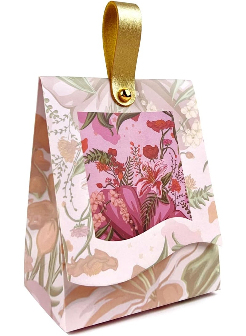 10PCS Rose Goodie Bags, Mini Gift Bags with PU Handle for Party Favors Treat Boxes Wedding Bridal Baby Shower Birthday Party Presents 3.93"x5.1"x2.55"(Sakura Pink) - Image 5