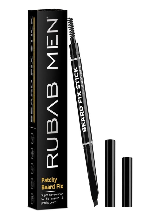 RUBAB MEN Beard Pencil Filler for Patchy Beard & Moustache Quick Fix | Get Thicker & Dense Beard Look | Sweat & Water Proof | Easy to Use Colour Pen & Brush for Black Touch Up | No More Growth Oils Waits - Image 1