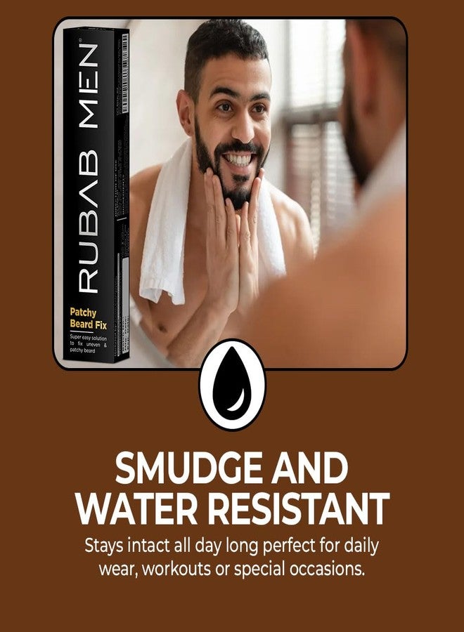 RUBAB MEN Beard Pencil Filler for Patchy Beard & Moustache Quick Fix | Get Thicker & Dense Beard Look | Sweat & Water Proof | Easy to Use Colour Pen & Brush for Black Touch Up | No More Growth Oils Waits - Image 5