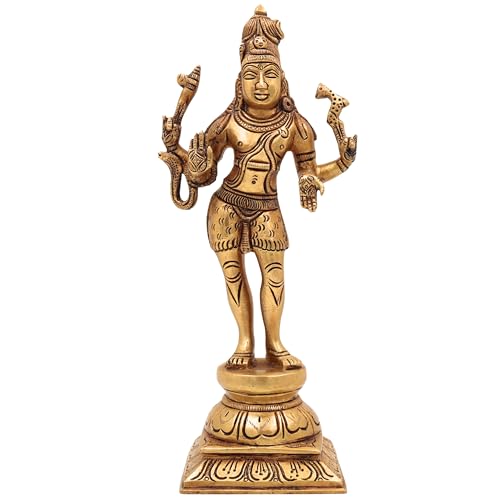 Bhunes Brass Shiva Idol Statue Lord Shiv Shankar Mahadev Bholenath Rudra Nataraja Murti for Pooja Home Temple Decor Spiritual Gift Vastu Showpiece Brass Gold 10 Inch 1 Piece - Image 2