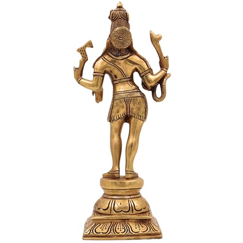 Bhunes Brass Shiva Idol Statue Lord Shiv Shankar Mahadev Bholenath Rudra Nataraja Murti for Pooja Home Temple Decor Spiritual Gift Vastu Showpiece Brass Gold 10 Inch 1 Piece - Image 5