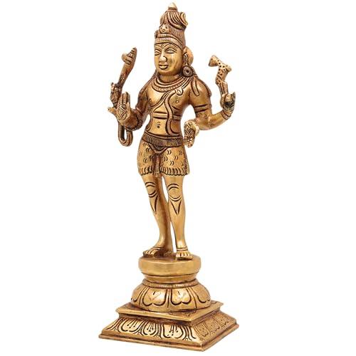 Bhunes Brass Shiva Idol Statue Lord Shiv Shankar Mahadev Bholenath Rudra Nataraja Murti for Pooja Home Temple Decor Spiritual Gift Vastu Showpiece Brass Gold 10 Inch 1 Piece - Image 4