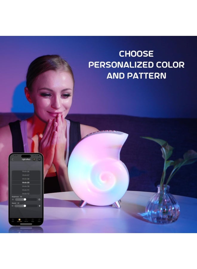 جينيكست مصباح مكتب ملون مع مكبرات صوت، ضوء موسيقى محارة مع شاحن USB، ساعات منبه LED للضوضاء البيضاء، إضاءة محيطة متغيرة اللون لغرفة المعيشة وغرفة النوم والهدايا - Image 2