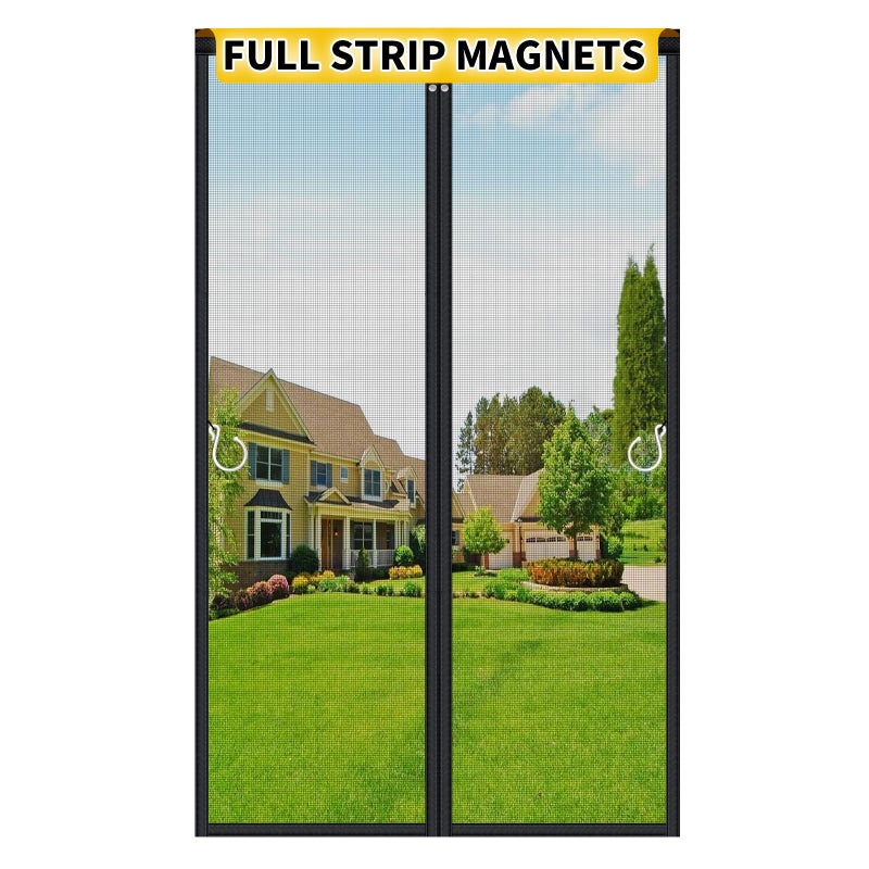 HOFUDON Upgraded Magnetic Screen Door Mesh, Full Strip Magnets, Heavy Duty Fiberglass Mesh, Door Screen Magnetic Closure for Single Door Size 32 x 80 Inch, Screen Door Size 35 x 82 Inch Black - Image 1