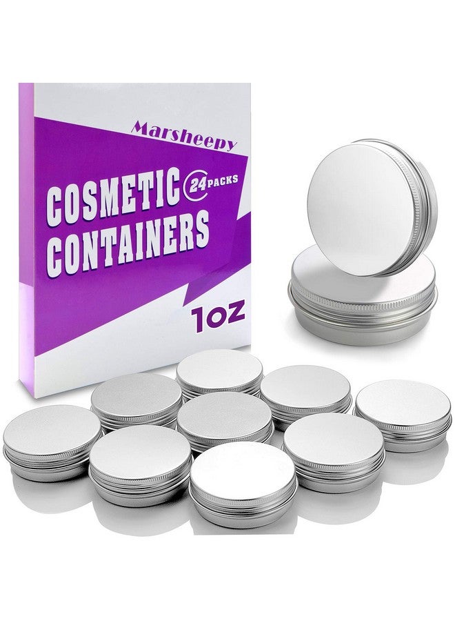Marsheepy 30 Ml（1 Oz） 24 Pack Silver Aluminum Round Lip Balm Tin Storage Jar Containers With Screw Cap For Lip Balm Cosmetic Candles - Image 1