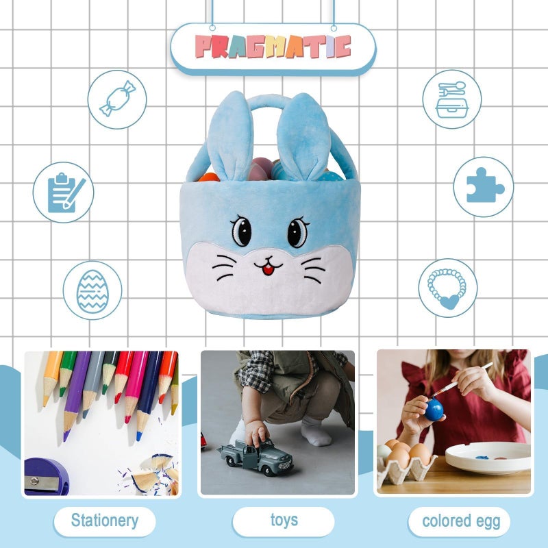 Wepop Easter Egg Baskets for Kids Bunny Basket with Folded Ears Easter Bag Buckets Hunting Gifts for Boys and Girls - Image 4