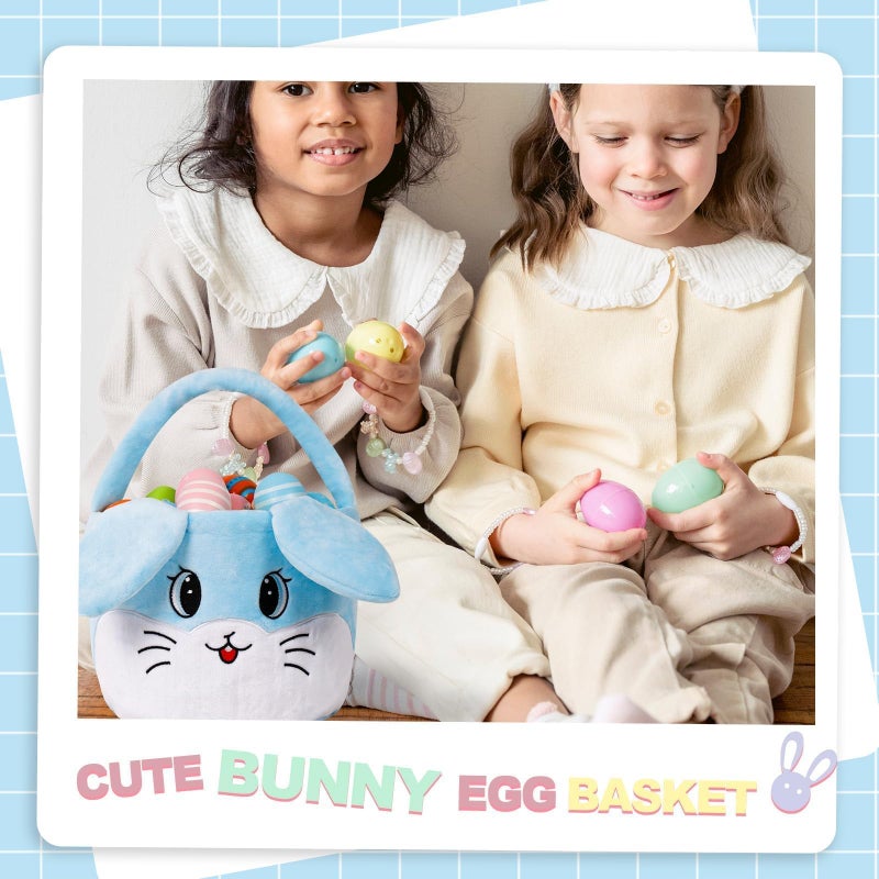 Wepop Easter Egg Baskets for Kids Bunny Basket with Folded Ears Easter Bag Buckets Hunting Gifts for Boys and Girls - Image 2