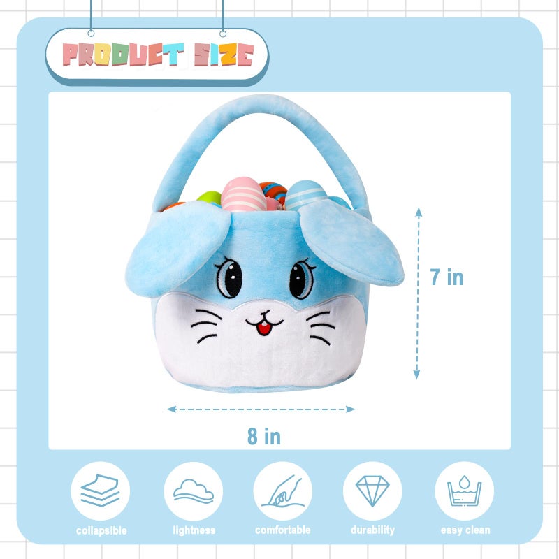 Wepop Easter Egg Baskets for Kids Bunny Basket with Folded Ears Easter Bag Buckets Hunting Gifts for Boys and Girls - Image 3