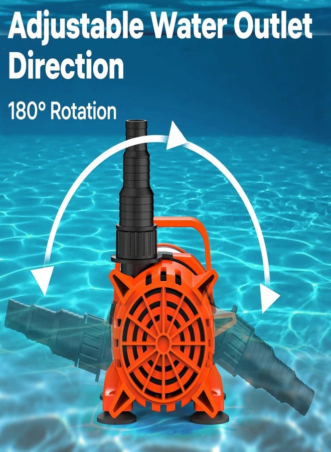 DOKO 1800GPH Submersible Water Pump, 180° Ajustable Pond Pump with 20FT Power Cord 100W Ultra Quiet Aquarium Pump for Pond, Fountain, Waterfall, Fish Tank, Hydroponic, Statuary, Orange Black - Image 4