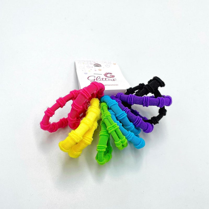 GLITTERS Trendy Stylish Elastics Stretchy Colour Splash Hair Ties Set for Kids and Girls (Set of 12)
