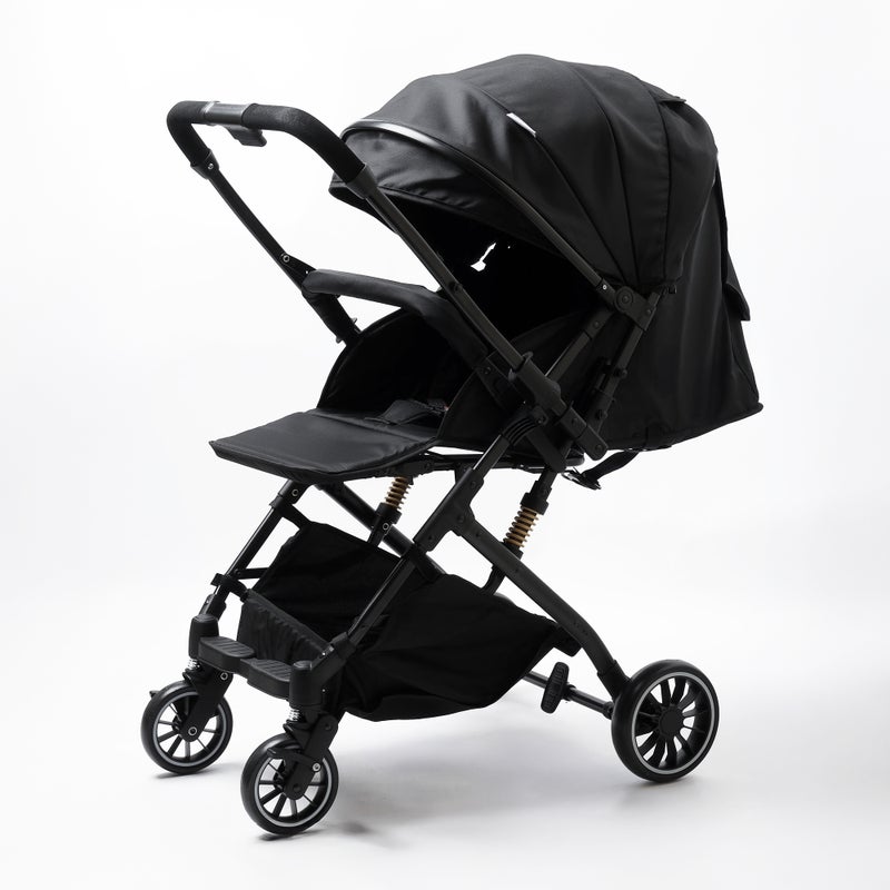 molody Baby Stroller – Hydraulic Suspension – Travel Friendly – Parent & World Facing – One Hand Fold – Black - Image 1