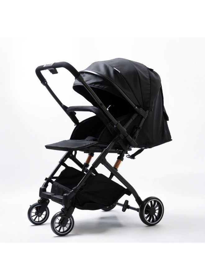 molody Baby Stroller – Hydraulic Suspension – Travel Friendly – Parent & World Facing – One Hand Fold – Black - Image 4