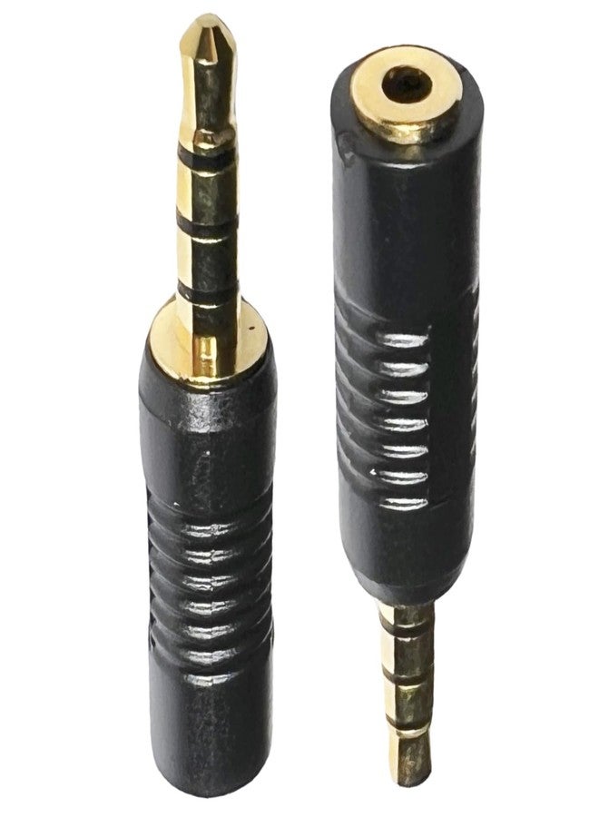 CESS 3.5mm TRRS Male Plug to 2.5mm TRRS Female Adapter, 4 Pole, Gold-Plated Connectors, Black Plastic Housing, 2 Pack - Image 1