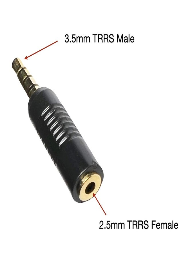 CESS 3.5mm TRRS Male Plug to 2.5mm TRRS Female Adapter, 4 Pole, Gold-Plated Connectors, Black Plastic Housing, 2 Pack - Image 2