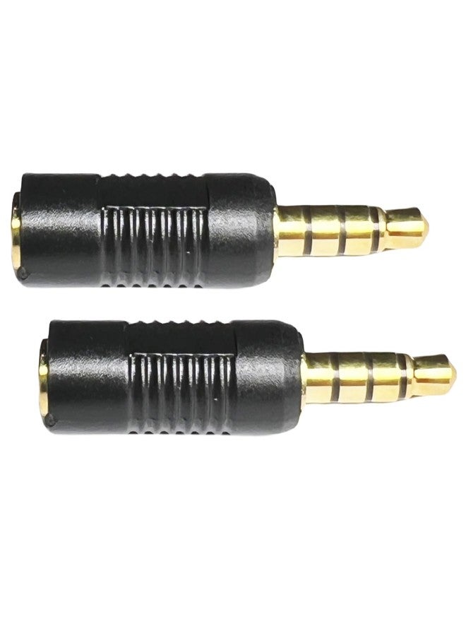 CESS 3.5mm TRRS Male Plug to 2.5mm TRRS Female Adapter, 4 Pole, Gold-Plated Connectors, Black Plastic Housing, 2 Pack - Image 3