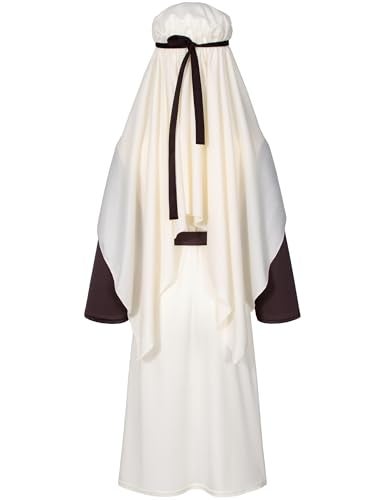 Irtysh Kids Biblical Saint Joseph Costume Jesus Robe Fancy Dress Sherherd Costume Staffs Headwrap Hat Waist Rope Set(Brown 130) - Image 3