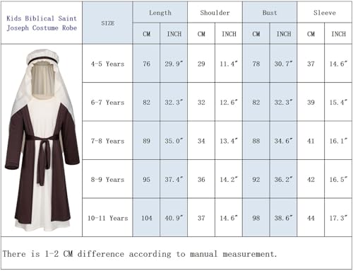Irtysh Kids Biblical Saint Joseph Costume Jesus Robe Fancy Dress Sherherd Costume Staffs Headwrap Hat Waist Rope Set(Brown 130) - Image 5