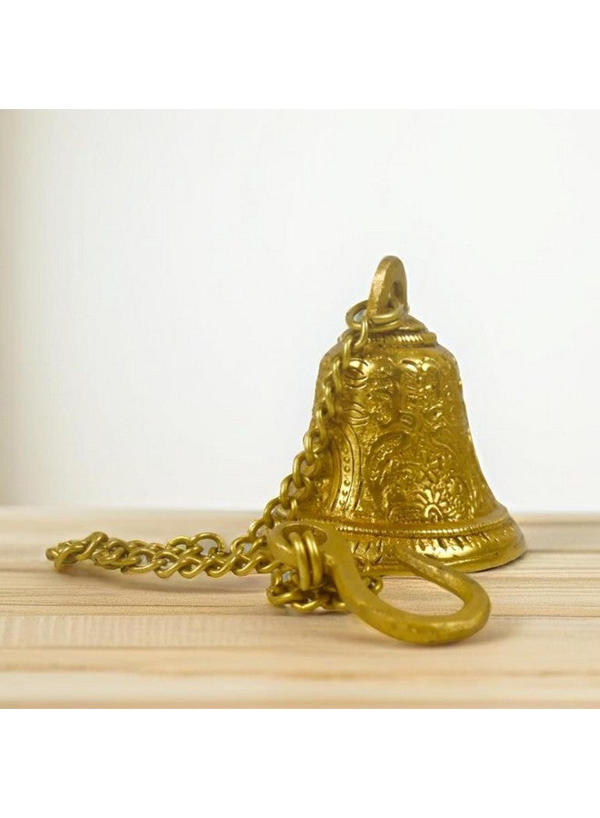 CRAFTHUT Beautiful Brass Hanging Bell with Chain for Temple, Door, Hallway, Porch Or Balcony (2.7 x 3 x 3.3 inches) - Image 5
