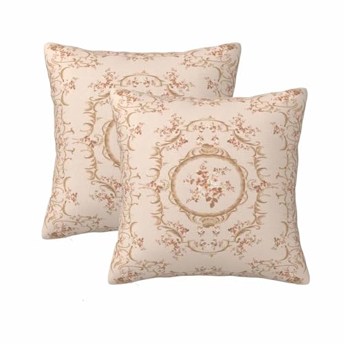 Keebik French Vintage Country Throw Pillow Covers Set of 2 Cushion Covers for Couch Home Bed Living Room Decorative Pillow Cases 18x18 Inch - Image 1