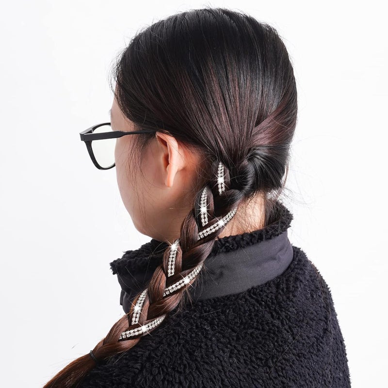 Shidara 6 PCS PREMIUM Sparkling Rhinestone Hair Jewelry for Braids Ponytails and Loose Hairstyles Ideal Festival Wedding Prom 6 Pcs Silver Shidara - Image 2