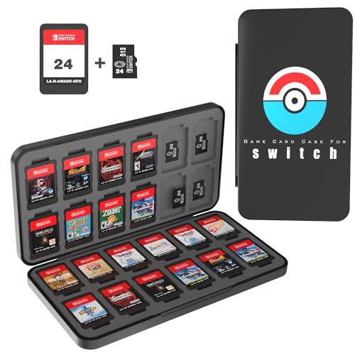 PURBHE Switch Game Case for Nintendo Switch 1 & 2 Card, Portable Nintendo Switch Game Holder with 24 Cartridge Slots and 24 Micro SD Card Slots,Accessories for Nintendo 1 and 2 Switch (Black) - Image 1