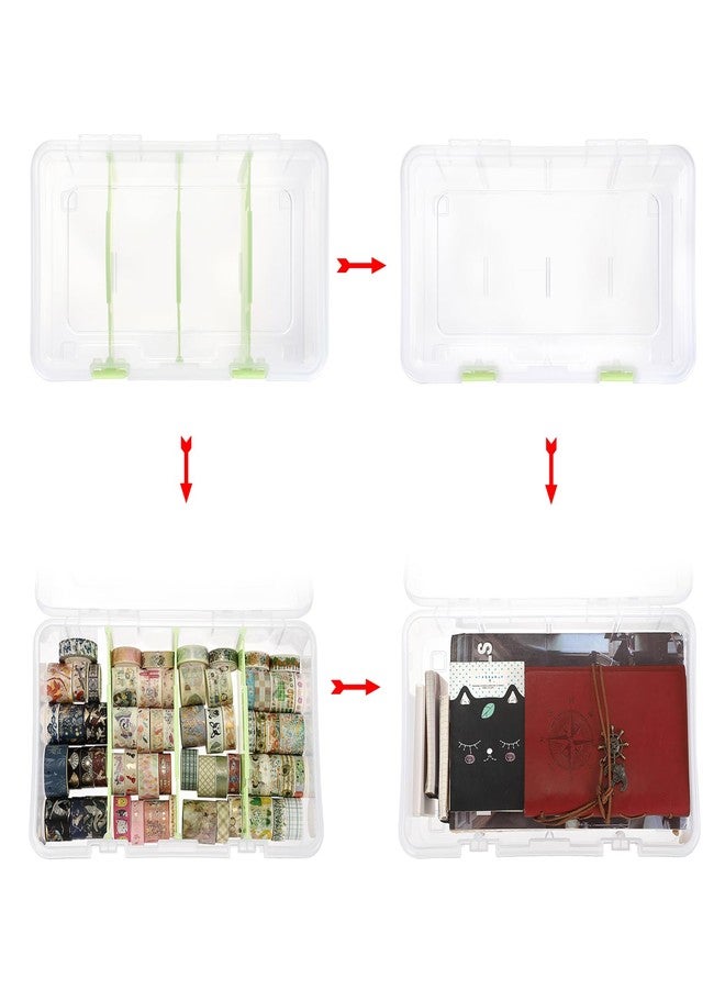 BTSKY Clear Plastic Dividing Storage Box with Compartments (13.3x8.1x3.4 Inches-Green) - Image 3
