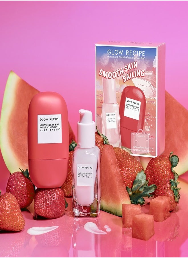 GLOW RECIPE Smooth Skin Sailing Blur and Hydrate Kit (30ml + 25ml) – Pore-Refining & Hydrating Skincare Set with Blur Drops and Moisturizer for Smoother, Glowing Skin