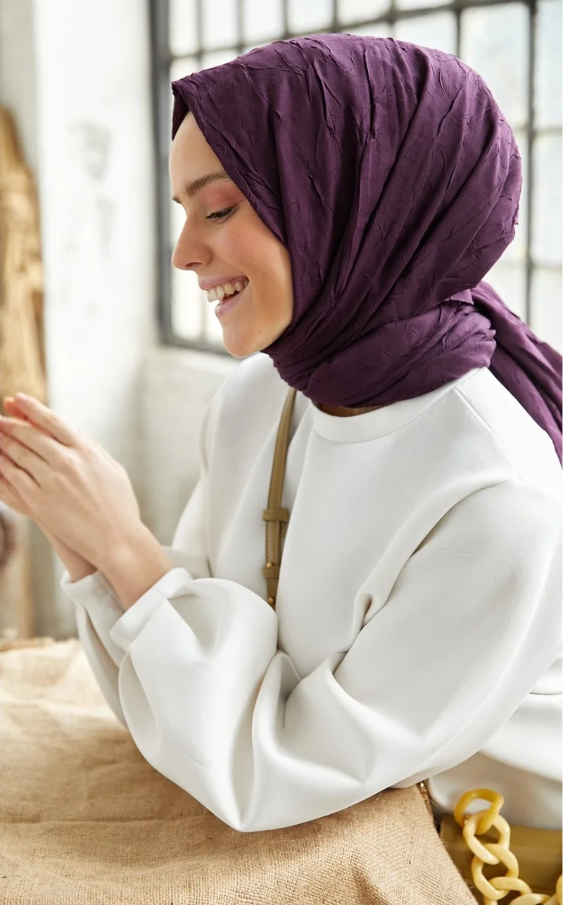 ناجيه سلتان Bamboo Kraş Shawl Purple
