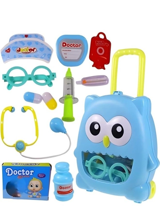 Manos Doctor Play Set with owl Shape Wheel Trolly Pack of 1 - Image 1