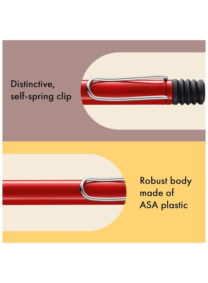 LAMY قلم حبر جاف سفاري طرف متوسط حبر أسود برميل أحمر - Image 4