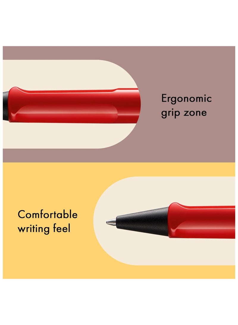 LAMY قلم حبر جاف سفاري طرف متوسط حبر أسود برميل أحمر - Image 3