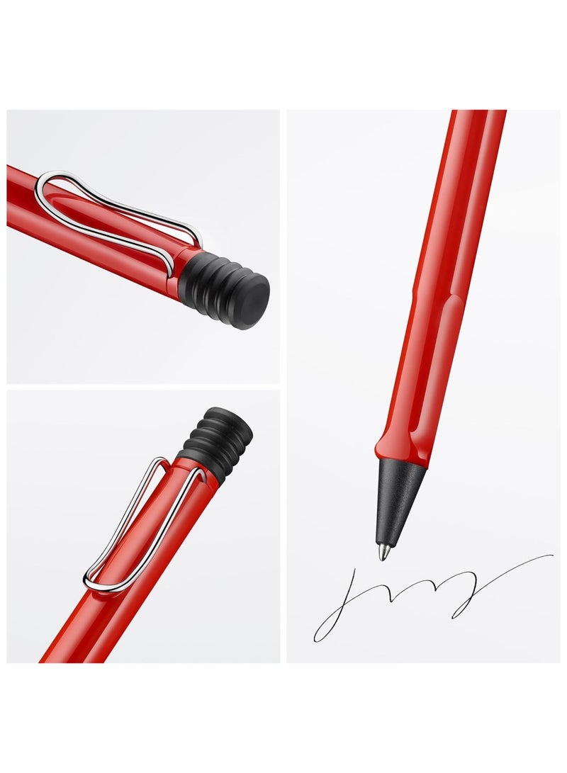 LAMY قلم حبر جاف سفاري طرف متوسط حبر أسود برميل أحمر - Image 2